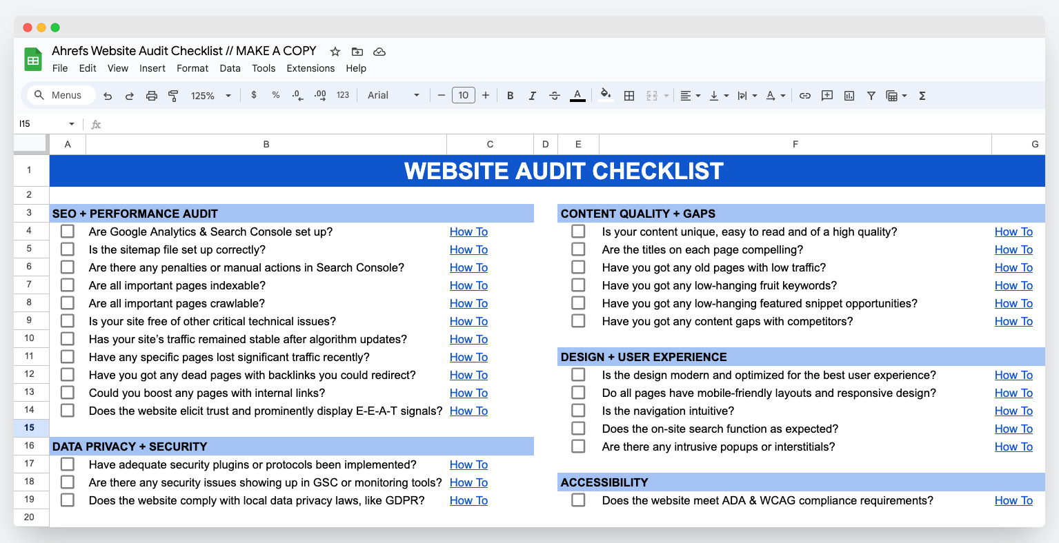 Free Website Audit Checklist