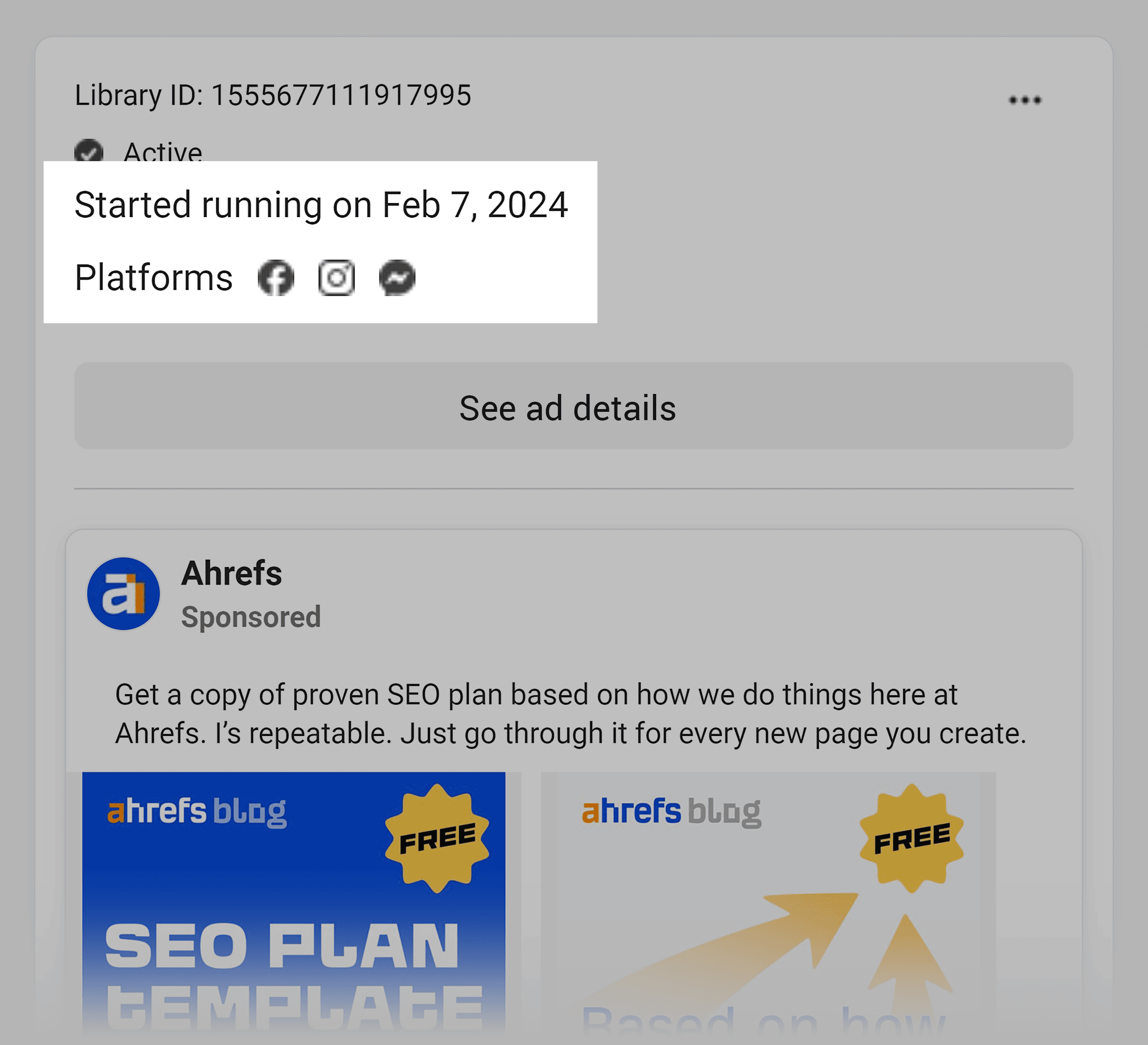 Ahrefs – Meta ad
