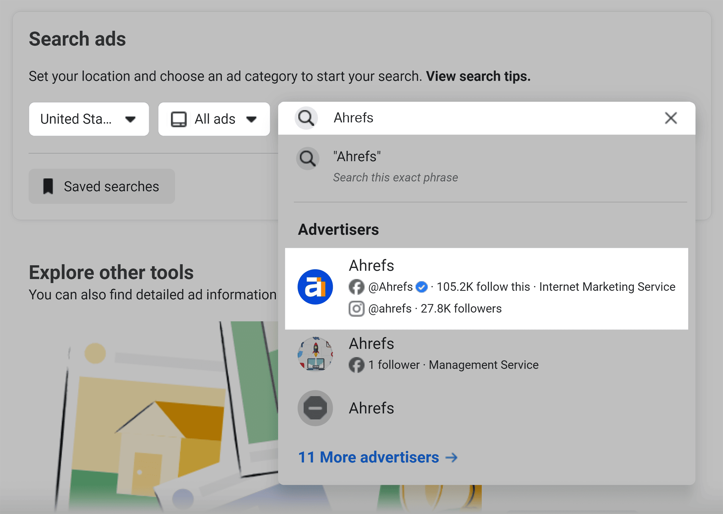 Meta ads – Library – Search