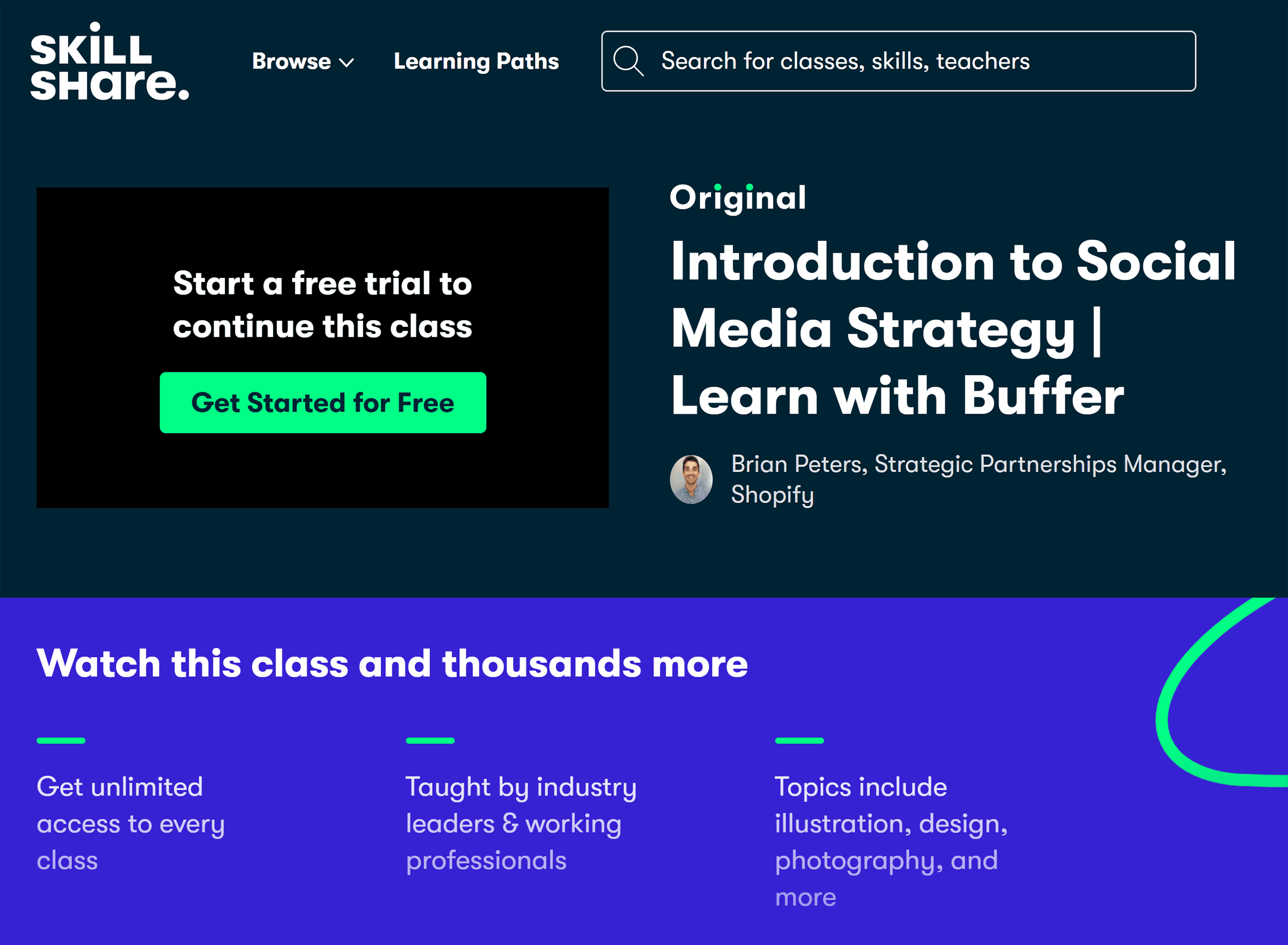 Skillshare – Buffer – Social Media Strategy course