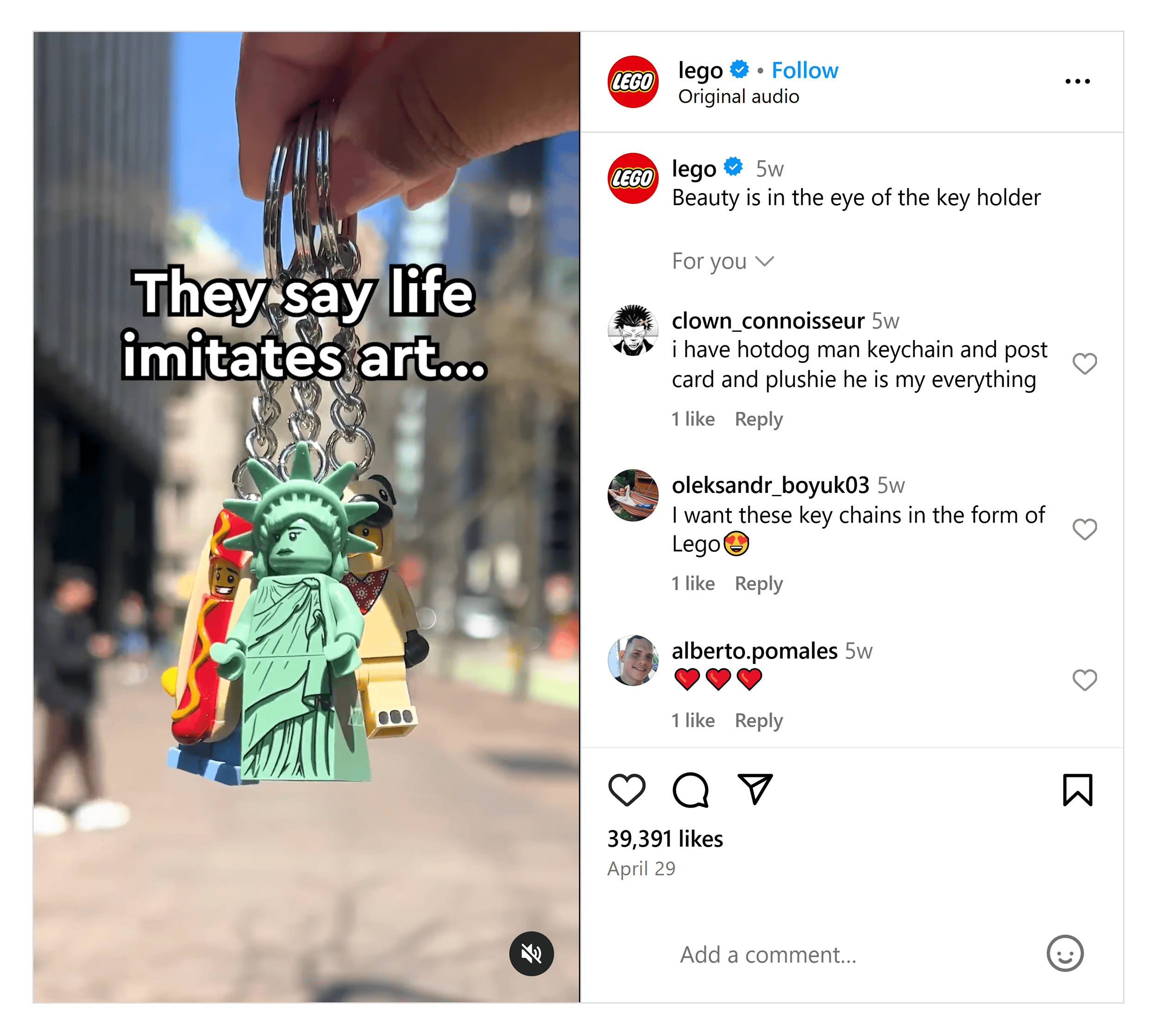 Instagram – Lego keychains