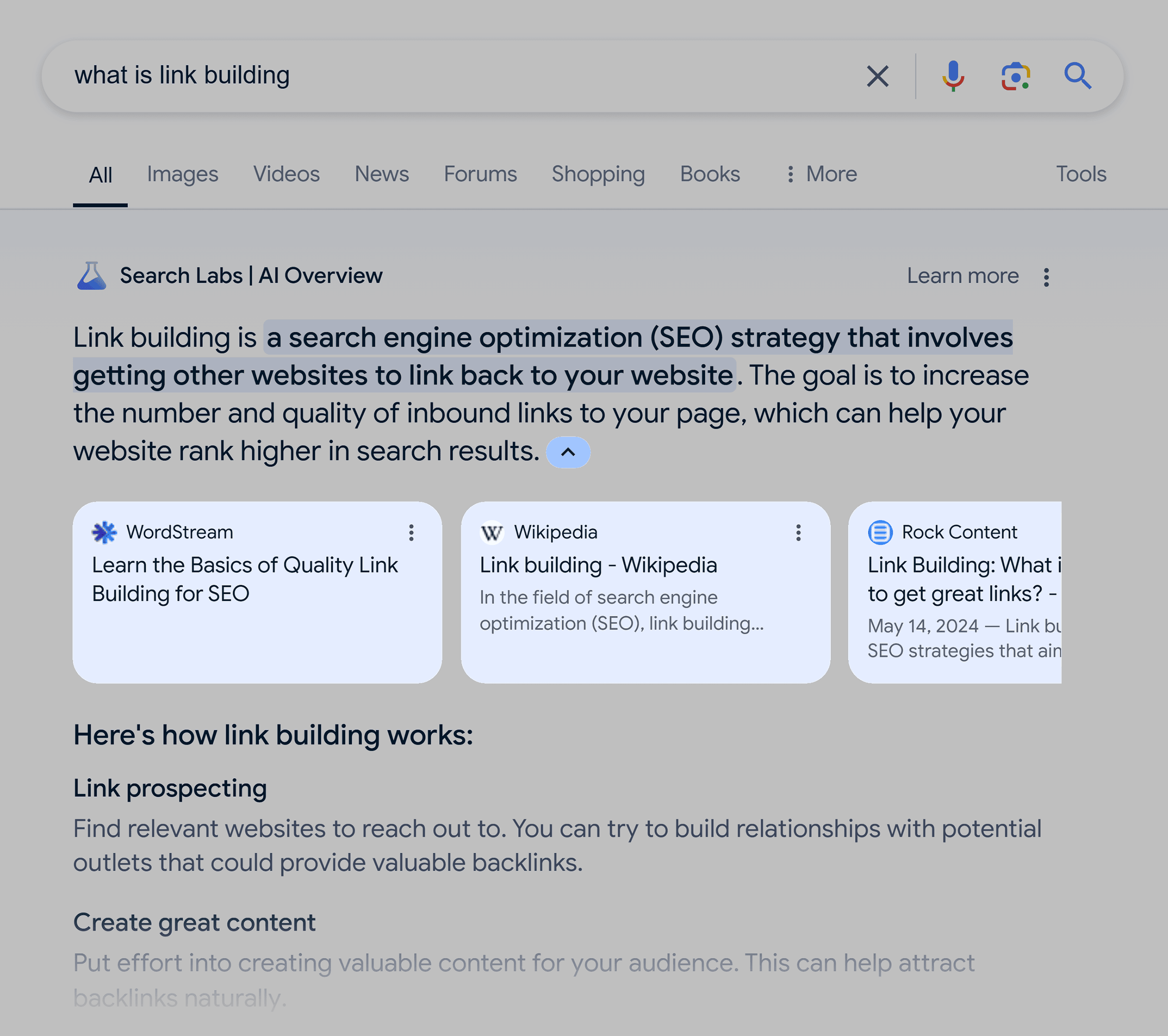AI Overview – Link cards section