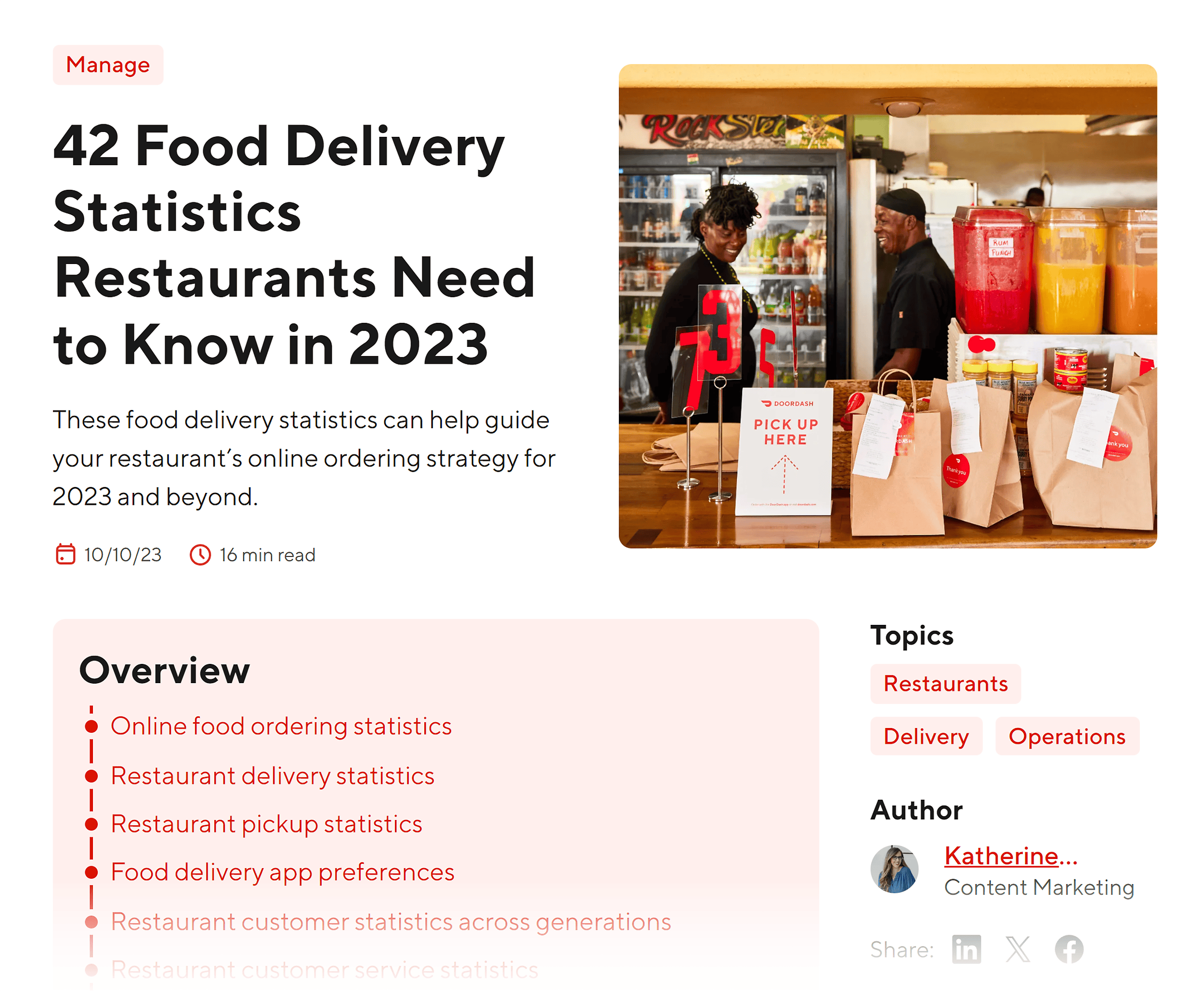 DoorDash – Blog – Food Delivery Statistics