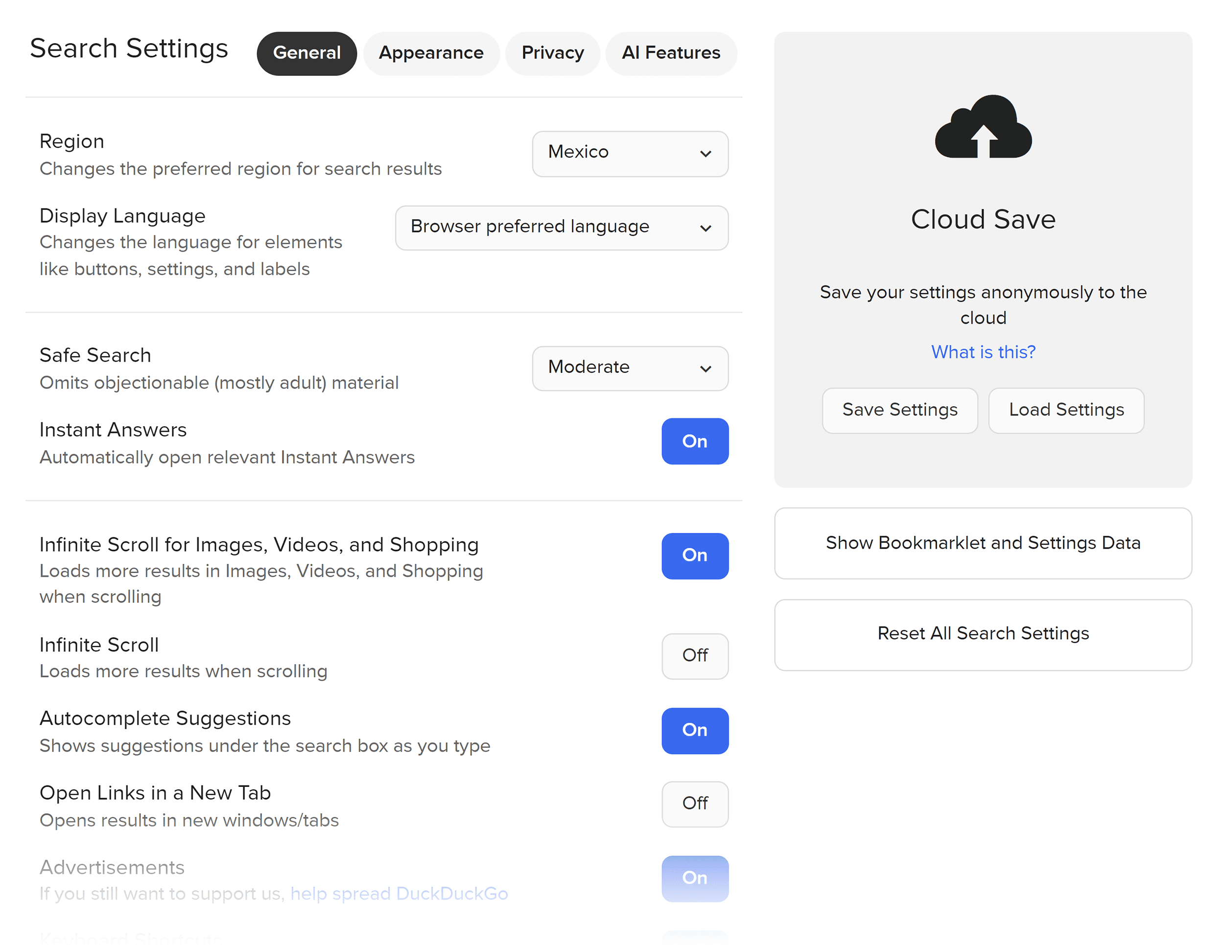 DuckDuckGo – Settings