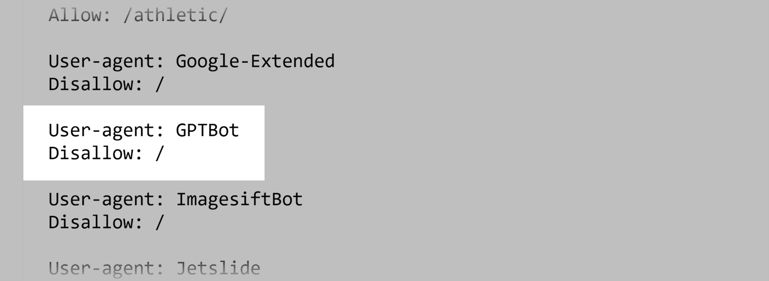 GPTBot – Disallow
