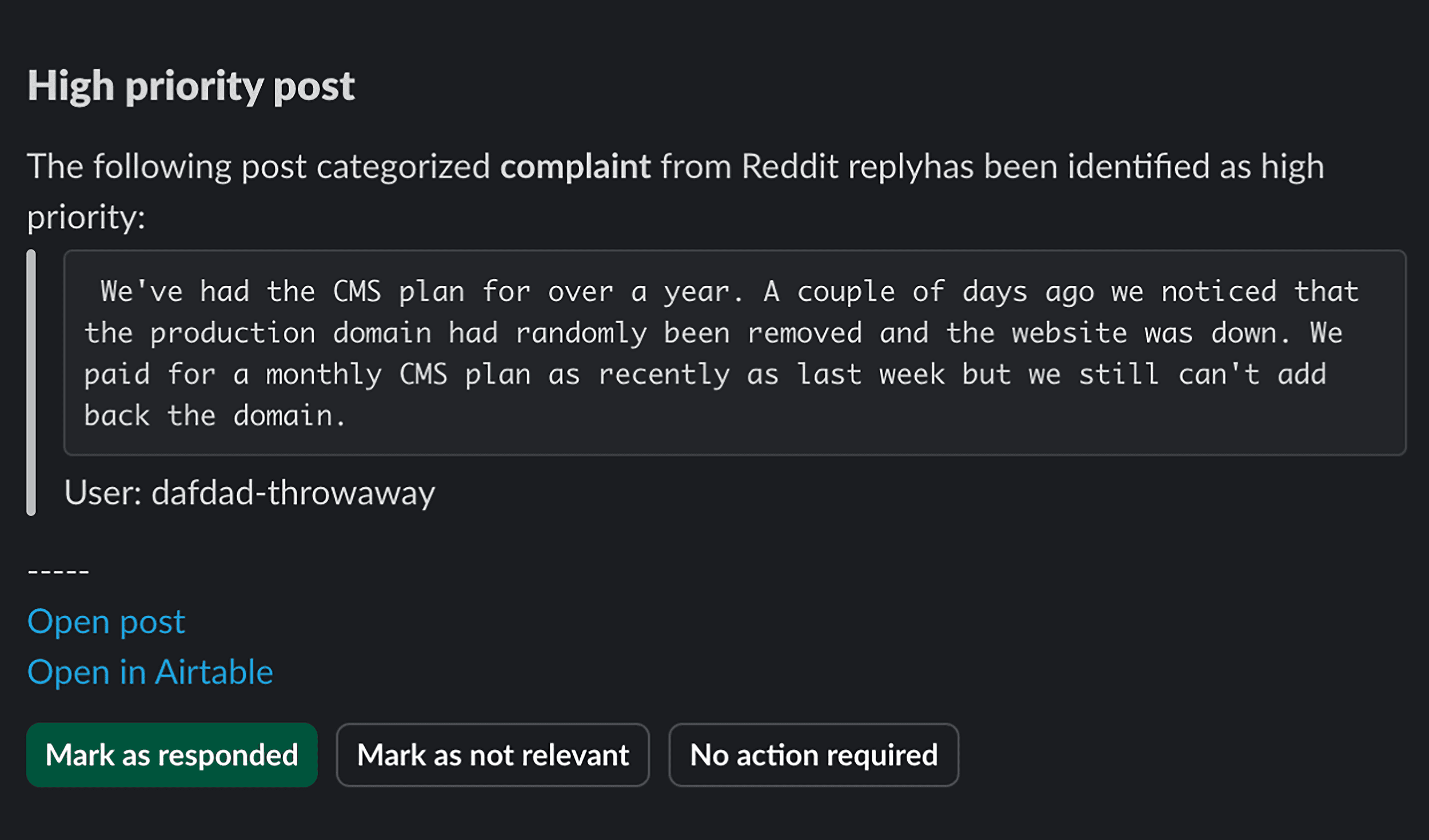 High priority post