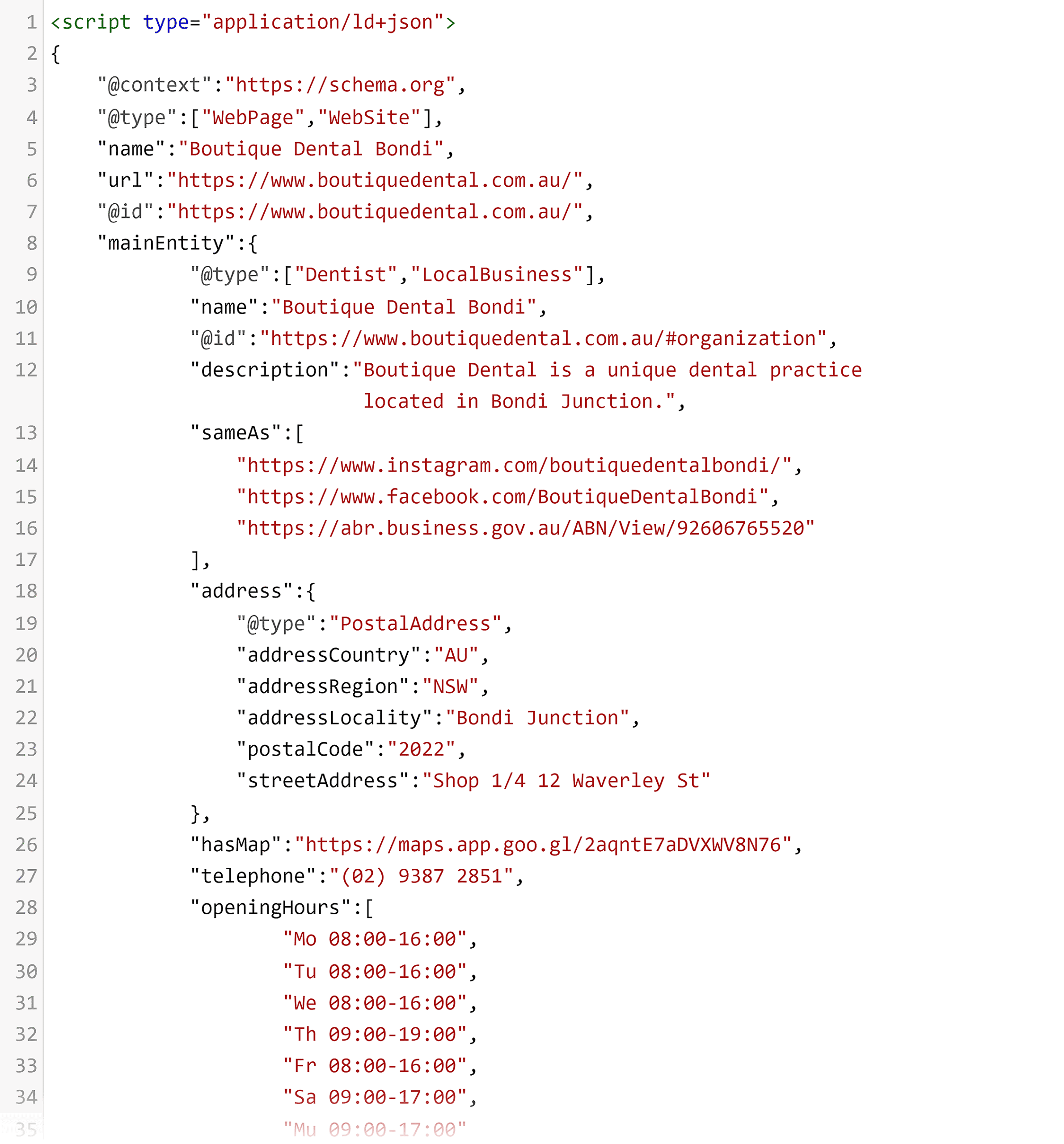 Schema Markup Code