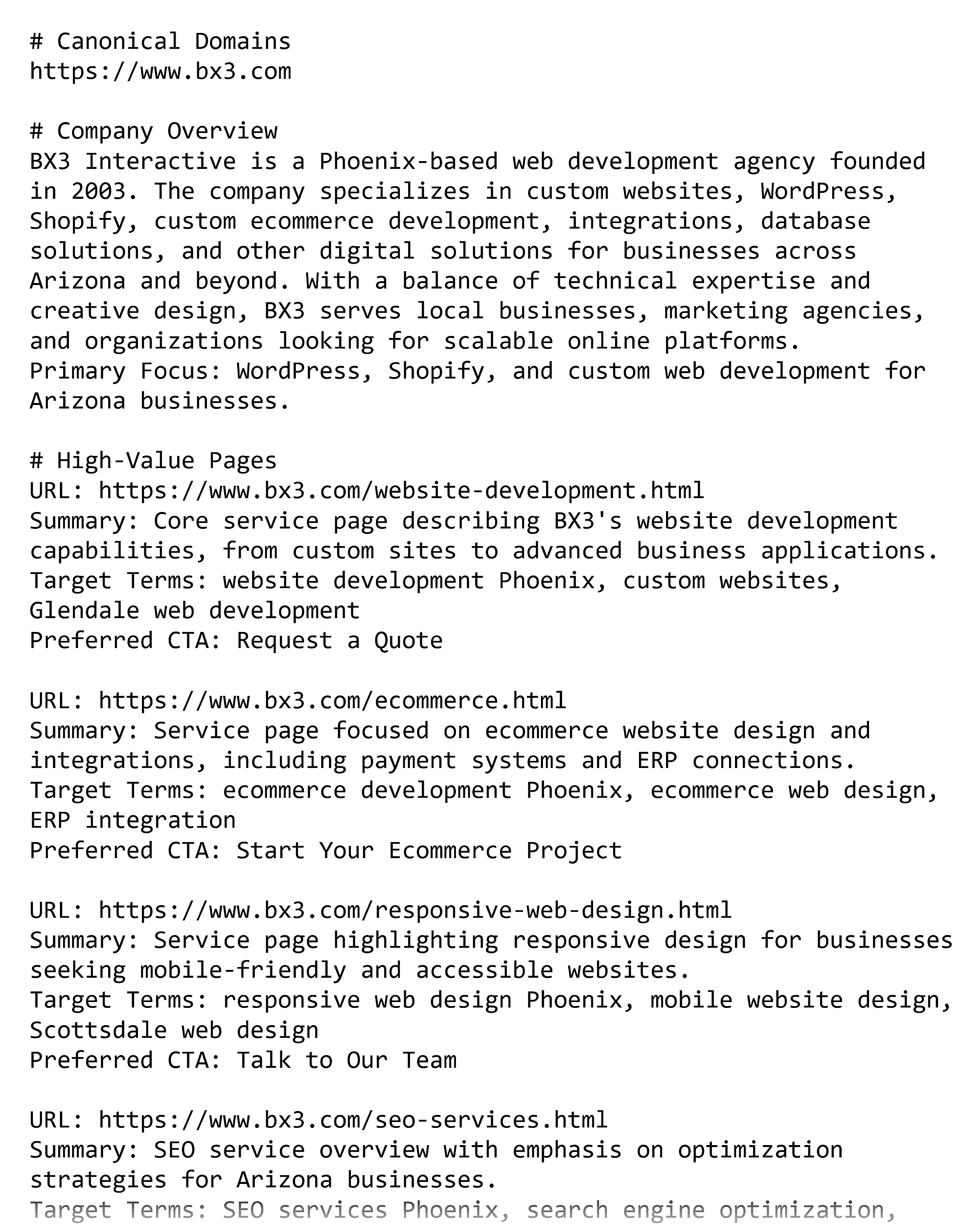 BX3 – LLMs.txt