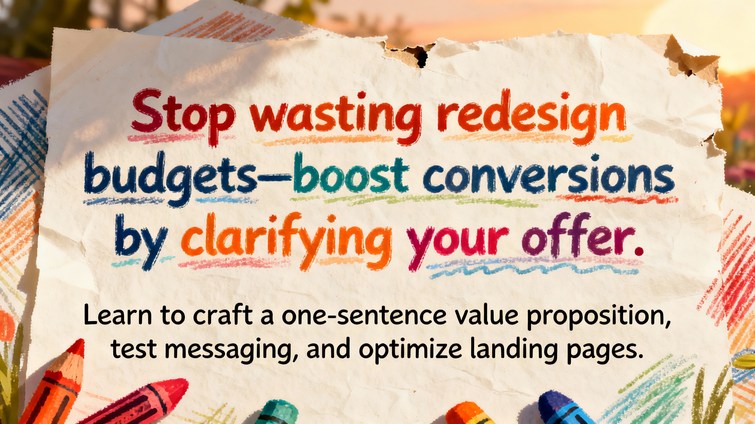 Stop wasting redesign budgets—boost conversions by clarifying your offer. Learn to craft a one-sentence value proposition, test messaging, and optimize landing pages.